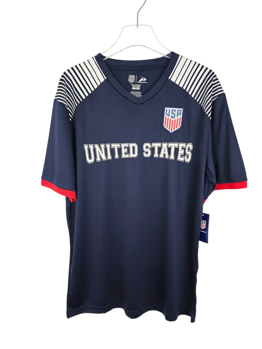Icon Sports Men's USA Soccer Team Performance Dri-Fit Shirt Jersey Navy Blue NWT